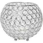 Elegant Designs HG1007-CHR Elipse Crystal Circular Bowl Candle Holder, Flower Vase, Wedding Centerpiece, Favor, 5.5 Inch, Chrome