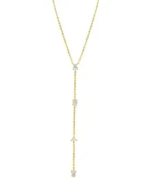 Adornia 14k Gold Plated Adjustable Mixed Stone Lariat Necklace