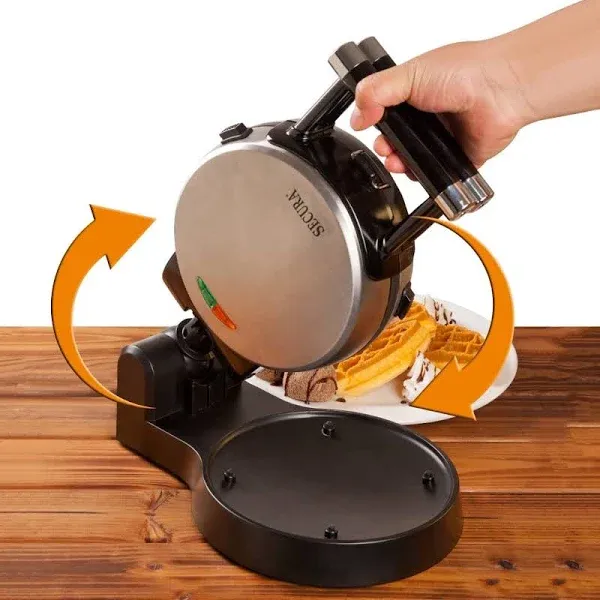 Secura Upgrade Automatic 360 Rotating Non-Stick Belgian Waffle Maker w/Removable Plates