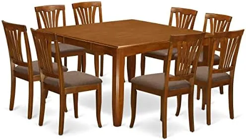 East West Furniture PFAV9-SBR-C 9 Pc Dining Room Set