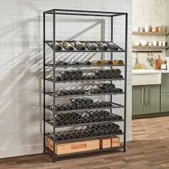 Wine Enthusiast 150-Bottle Iron Wine Rack with Display Shelf