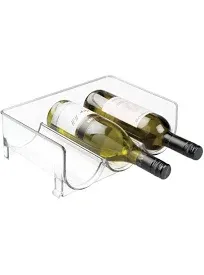 mDesign Plastic Stackable Wine Bottle Storage Organizer Rack