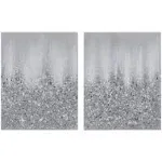 Silver Glimmer Canvas Wall Art Set – Luxurious 2-Piece Abstract Design with Hand-Brushed Sparkle