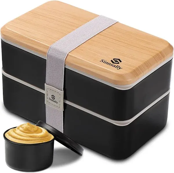 Sinnsally 1400ml Bento Box Lunch Boxes Stackable Bento Lunch Box for Adults,Leak-Proof Lunch Container with Compartments,Japanese Style Lunchbox wit