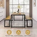 Lofka Dining Table Set for 4, Kitchen Table with 2 Benches, Grey