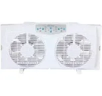 Optimus F-5286 8" Reversible Twin Window Fan with Thermostat