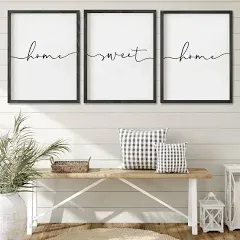 Heiple Set of 3 Framed Farmhouse Home Sweet Home Sign 11&#034;x14&#034; 11&#039;&#039;x14&#034; Brown