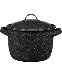 Granite Ware Porcelain Enamel Pot With Lid 8.6 in. 4 qt Black