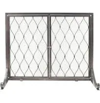 Pleasant Hearth Stonewall Gun Metal Grey Steel 1-Panel Fireplace Screen w/ Doors