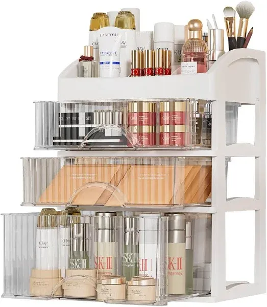 Makeup Organizer with 3 drawers, Skincare Organizers, Vanity Organizer, Makeu...