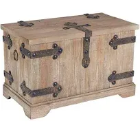 Tan Metal and Wood Small Victorian Storage Trunk - N/A