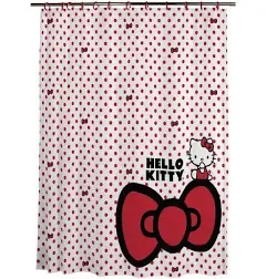 Hello Kitty Polka Dot Bow Print Shower Curtain, Size: 70"X72", Multi