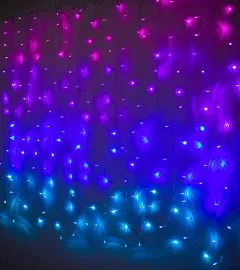 Pink Purple & Blue Ombre Fairy Curtain Lights with Dimmer Switch, Ombre Rainbow LED Icicle String Curtain Lights for Girls Room, Bedroom, Teen Room, Kids Room, Wedding, Mothers Day, Mermaid Décor