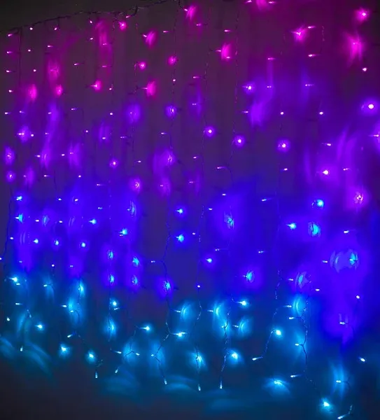 CoziTech Pink Purple & Blue Ombre Fairy Curtain Lights