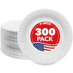 9-Inch Paper Plates Uncoated, Everyday Disposable Plates 9&#034; Paper Plate Bulk, Wh