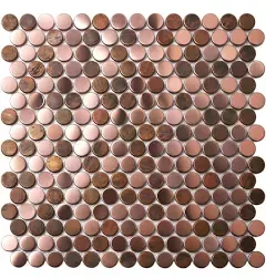 Blujellyfish Copper Penny Round Tile Wall Backsplash Accents Penny Round Mosaic Tiles for Shower Floor