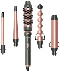 5 in 1 Curling Iron,Curling Wand Set with Curling Brush and 4 Interchangeabl<wbr/>e Ce