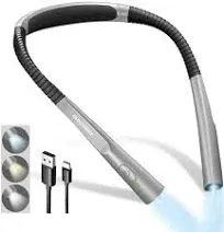 Glocusent Upgraded LED Neck Reading Light, Book Light for Reading in Posh Grey