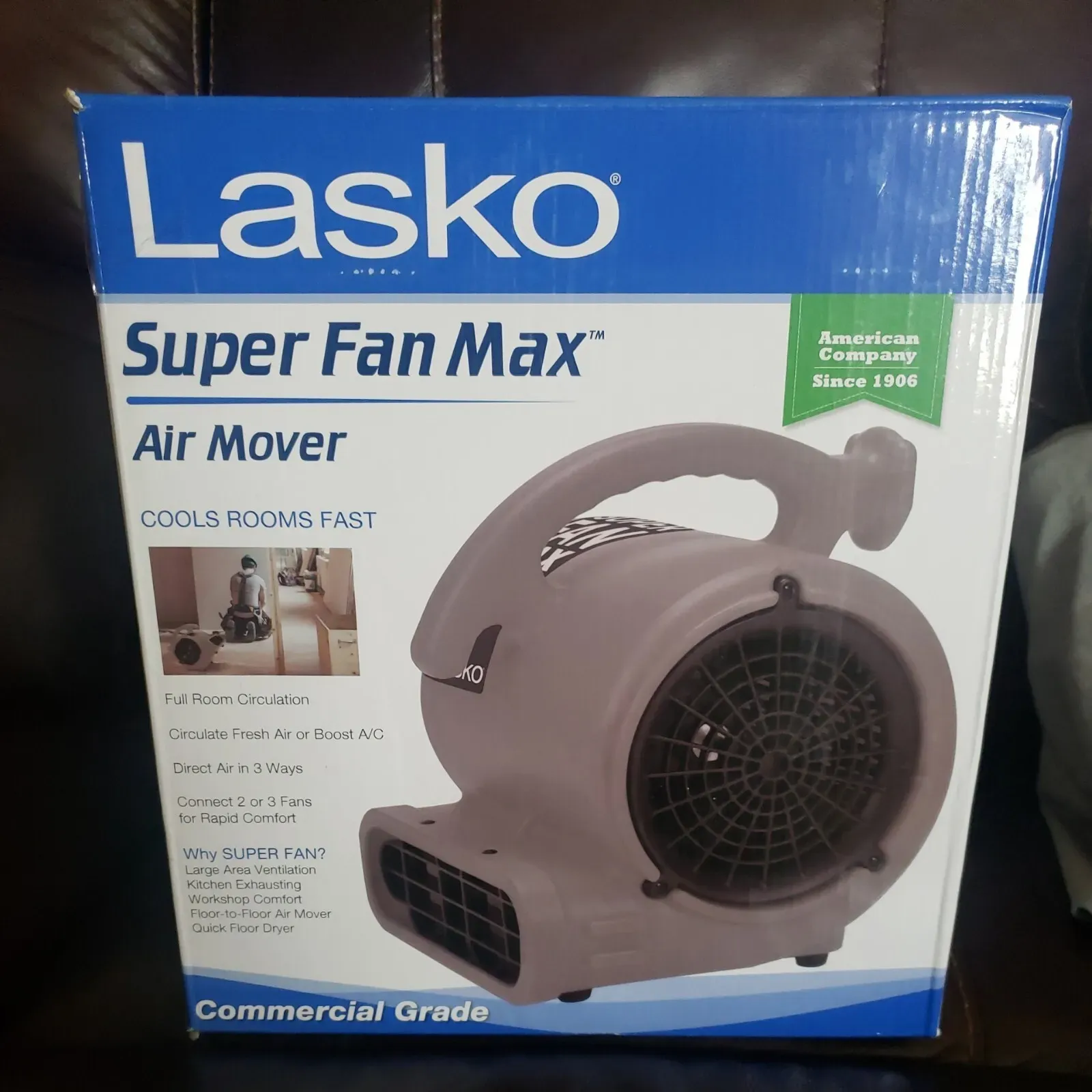 Lasko SF-20-G High Velocity Super Fan Max Air Mover Floor Fan with 3 Speeds