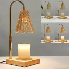 Candle Warmer Lamp with Timer and Dimmer Wood Base, Modern Electric Candle Lamps