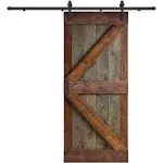 Coast Sequoia 36in x 84in K Series Multi-Color Pine Wood Sliding Barn Door with Hardware Kit - Aged Barrel/Dark Walnut