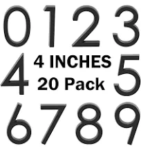 4 Inch Self Adhesive Mailbox Numbers, Door Address Number Stickers for Office Room, Raised 3D Effect, Chrome Plated (Black-4inch-10pack)