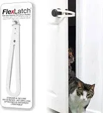 Cat Door Holder Latch - Black Cat Door Alternative Installs Fast Flex Latch Strap Let's Cats in and Keeps Dogs Out of Litter & Food. Safe Baby Proof One Piece No Measuring Extra Easy X-Large