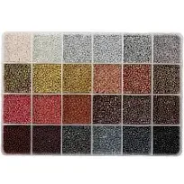 12/0 Glass Seed Beads About 15600pcs 24 Colors 2mm Loose Seed Beads Kit Bracelet Making Beads with 24-Grid Plastic Storage Box for Jewelry Making