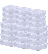 Rocutus 24 Pack Small Clear Plastic Storage Containers with Lids,Beads Storage Box with Hinged Lid for Beads,Earplugs,Pins, Small Items, Crafts, Jewelry, Hardware (2.9 x 2.9 x1Inches)