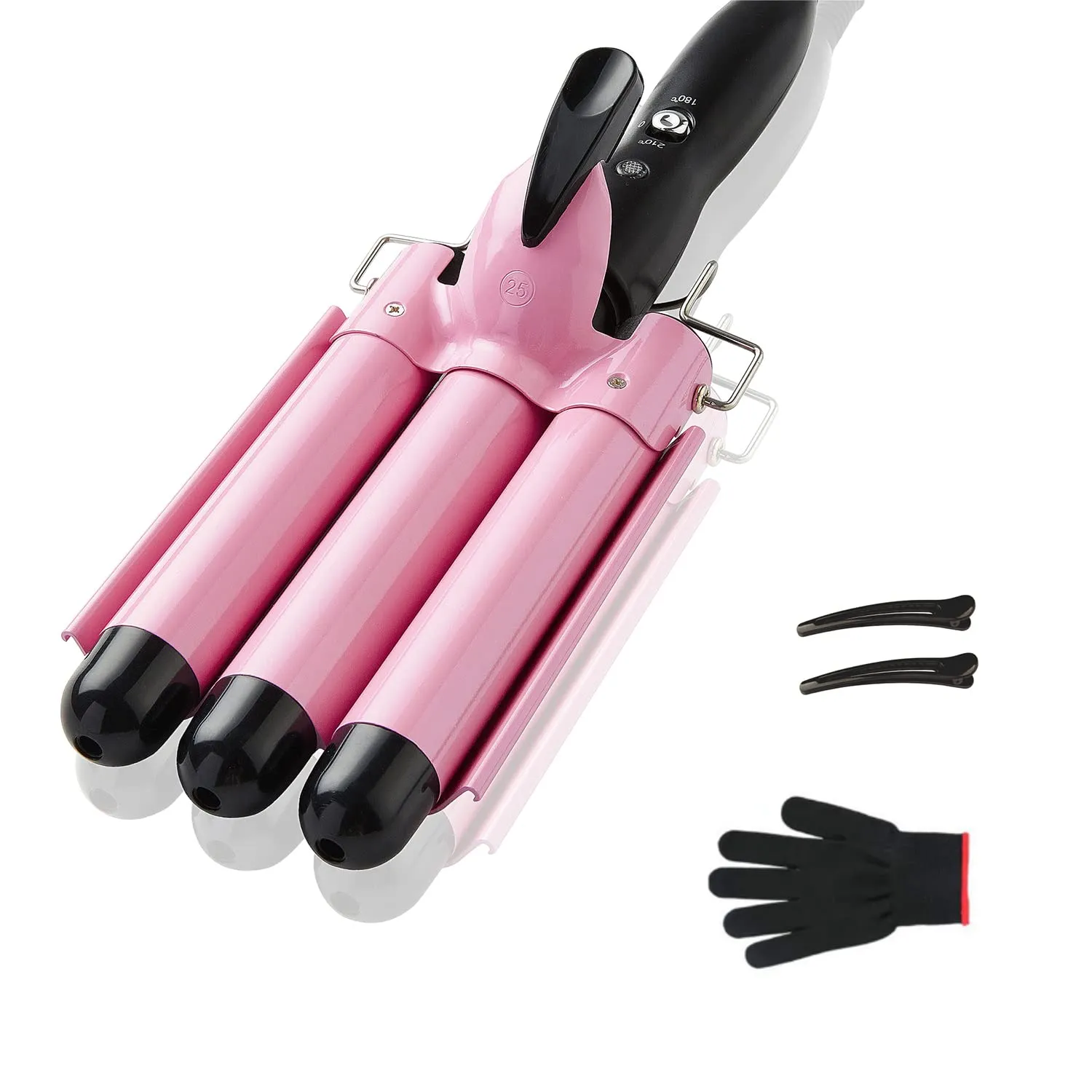 3 Barrel Curling Iron Hair Crimper, TOP4EVER 25mm1 Inch Professional Hair Curling Wand With Two Temperature Control,Fast Heating Portable Crimpers For