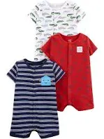 Simple Joys Carter&#039;s Boys  Snap-up Rompers Blue orange Stripe 