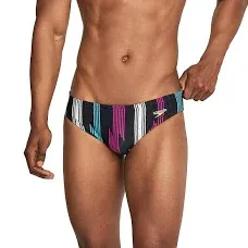 Speedo Men's Standard Swimsuit Brief Creora Highclo Printed, Palm Green Gecko, 38