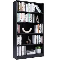 5-Shelf Wood Bookcase Freestanding Display Bookshelf for Home Office School