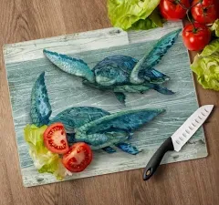 CounterArt Northpoint Turtles Tempered Glass Cutting Board