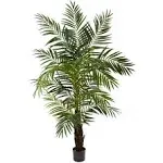 Nearly Natural Areca Palm 72""H Plastic Tree With Pot, 72""H x 58""W x 58""D, Green