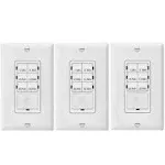 Enerlites 15 Amp 30-Minute Indoor In-Wall Push Button Countdown Timer Switch with Wall Plates, White (3-pack)