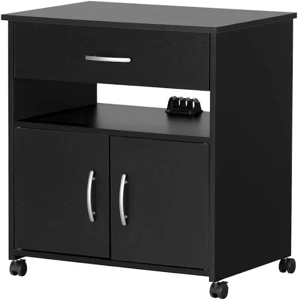 South Shore Microwave Carts 29.25&#034; x19&#034; 3-Shelves 1-Drawers Particle Board Black