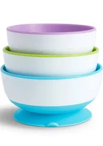  Stay Put Suction Bowls for Babies and Toddlers, 3 Pack, 3pc Bowls, Purple