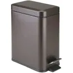 mDesign 5 Liter Rectangular Metal Step Trash Can