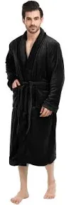 NY Threads Luxurious Men's Shawl Collar Fleece Bathrobe Long Spa Robe