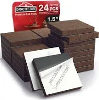 24 Heavy-Duty Felt Furniture Pads 1” 1/4” Thick ! Square 1 inch 24 PCS Square