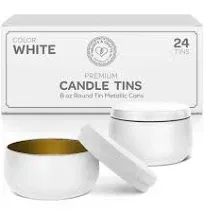 24-Pack 8oz White Candle Tins with Lids Bulk Candle Jars for DIY Crafts