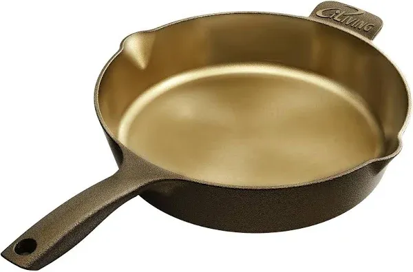 iLIVING Seasoned Modern Heirloom Mirror Polished Cast Iron Skillet Pan 12" (2.7" Wall Height/3.7 L)