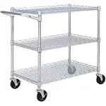 Heavy Duty 3 Tier Rolling Utility Cart Kitchen Cart On Wheels Metal Serving Cart