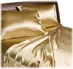 Divatex Home Bedroom Sheet Set Satin Queen Size Gold US