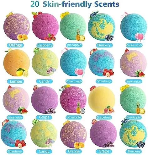 Bath Bombs for Kids with Surprise Inside for Girls Boys Toddlers, 20 Pack Organi