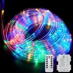 Ollivage LED Rope Lights Outdoor String Light Battery Powered with Remote Control, 8 Modes Color Changing Waterproof LED Strip Light Fairy Light