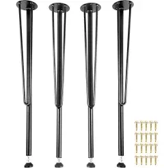 VEVOR Hairpin Metal Table Legs 28 inch Desk Legs Set of 4 Heavy Duty Bench Legs 3-Rod Metal Furniture Legs Wrought Iron Coffee Table Legs Home DIY