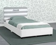 Personalized Upholstered  Twin Bed with Headboard