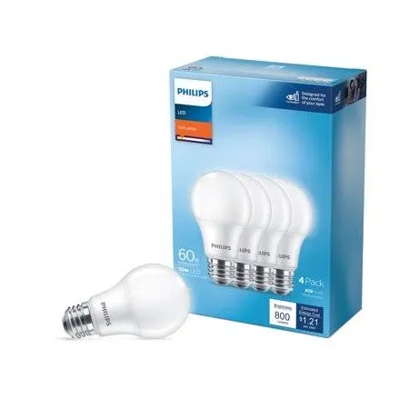 Philips A19 LED Light Bulb 4-Pack